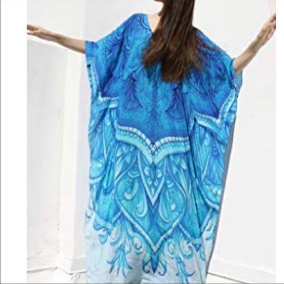 NEW Aqua Print Kaftan Beach Dress - Picture 5 of 6